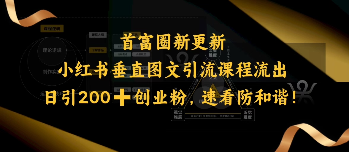 小红书垂直图文引流课程流出，日引200+创业粉，速看防和谐-我爱自学网