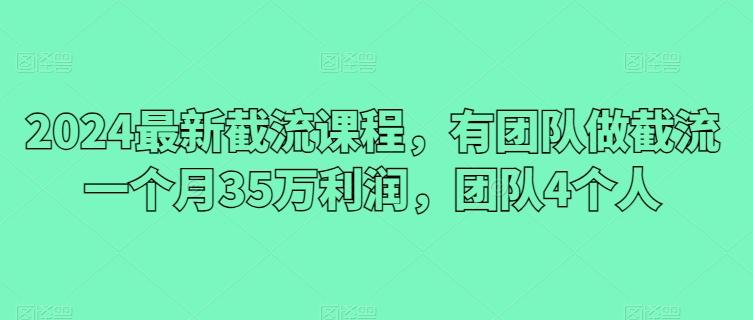 2024最新截流课程，有团队做截流一个月35万利润，团队4个人-我爱自学网