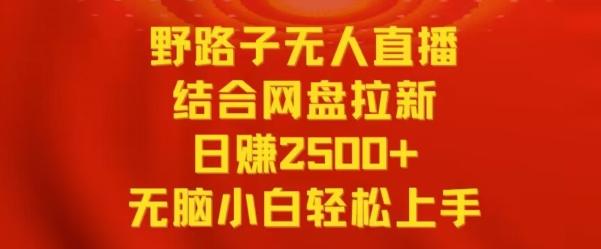 野路子无人直播结合网盘拉新，日赚2500+，小白无脑轻松上手【揭秘】-我爱自学网