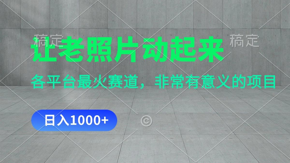 让老照片动起来，一天变现1000+，各平台最火赛道，看完就会-我爱自学网