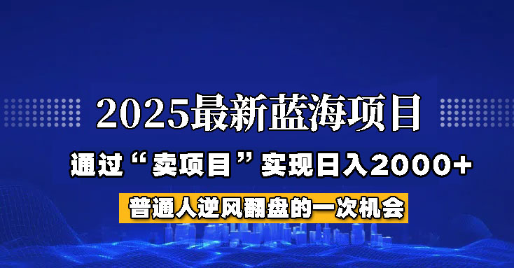 2025年蓝海项目，如何通过“网创项目”日入2000+-我爱自学网