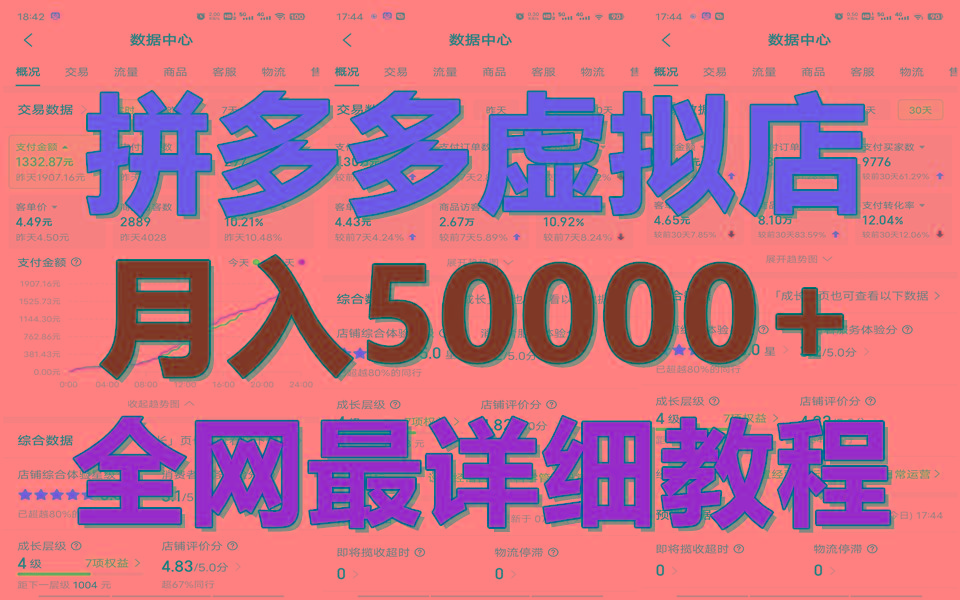拼多多虚拟电商训练营月入50000+你也行，暴利稳定长久，副业首选-我爱自学网