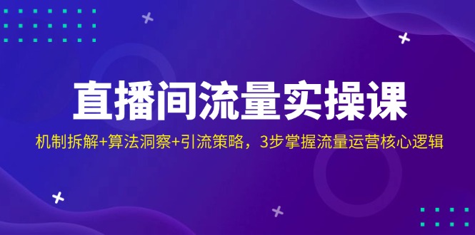 直播间流量实操课：机制拆解+算法洞察+引流策略，3步掌握流量运营核心逻辑-我爱自学网
