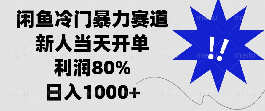 闲鱼冷门暴力赛道，新人当天开单，利润80%，日入1000+-我爱自学网