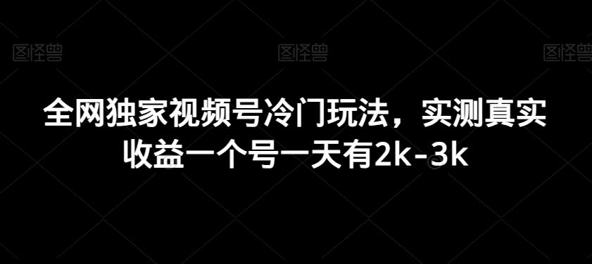 全网独家视频号冷门玩法，实测真实收益一个号一天有2k-3k-我爱自学网