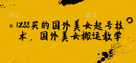 1288买的国外美女起号技术，国外美女搬运教学-我爱自学网
