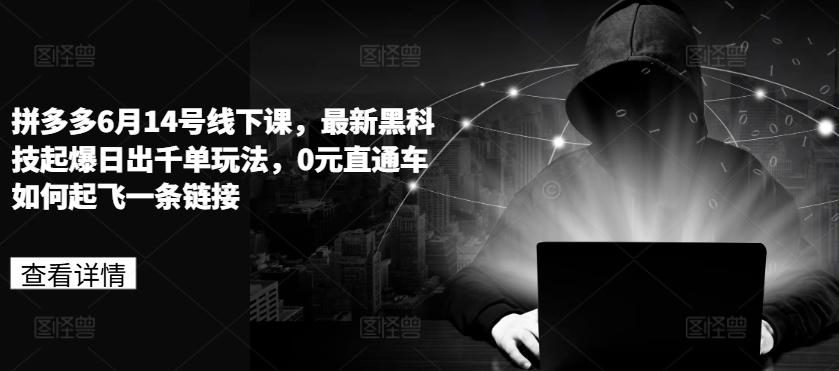 拼多多6月14号线下课，最新黑科技起爆日出千单玩法，0元直通车如何起飞一条链接-我爱自学网