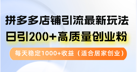 拼多多店铺引流最新玩法，日引200+高质量创业粉，每天稳定1000+收益(…-我爱自学网