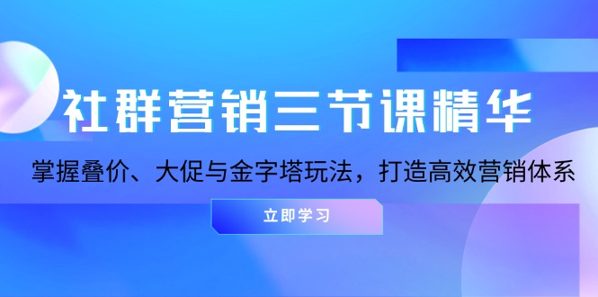 社群营销三节课精华：掌握叠价、大促与金字塔玩法，打造高效营销体系-我爱自学网