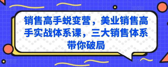 销售高手蜕变营，美业销售高手实战体系课，三大销售体系带你破局-我爱自学网