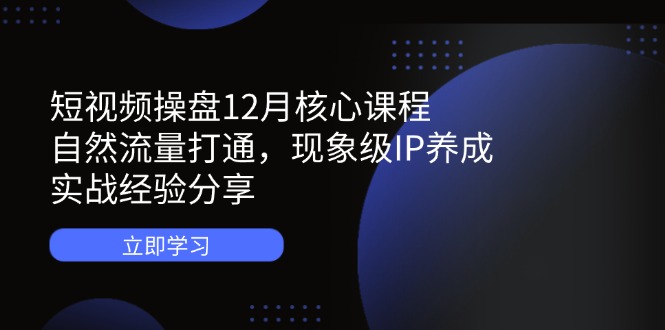 短视频操盘12月核心课程：自然流量打通，现象级IP养成，实战经验分享-我爱自学网
