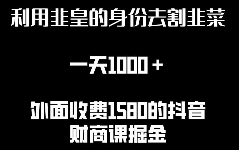 利用非皇的身份去割韭菜，一天1000+(附详细资源)【揭秘】-我爱自学网