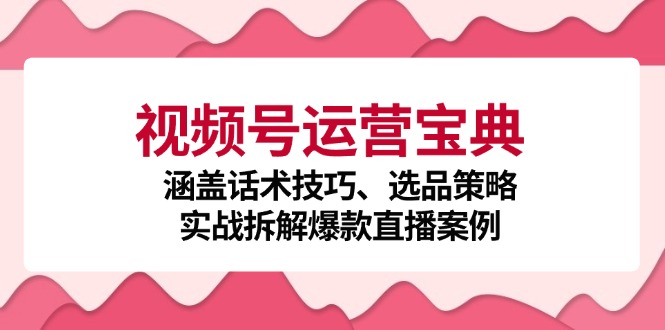 视频号运营宝典：涵盖话术技巧、选品策略、实战拆解爆款直播案例-我爱自学网