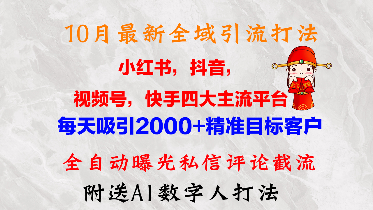 10月最新小红书，抖音，视频号，快手四大平台全域引流，，每天吸引2000…-我爱自学网
