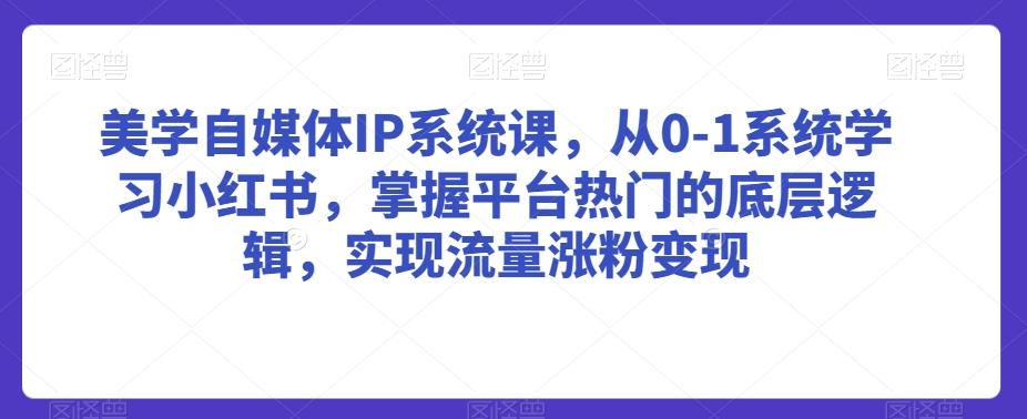 美学自媒体IP系统课，从0-1系统学习小红书，掌握平台热门的底层逻辑，实现流量涨粉变现-我爱自学网