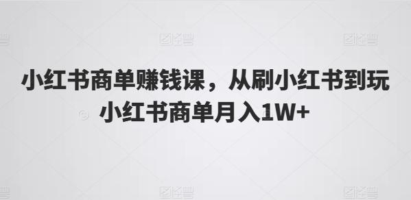 小红书商单赚钱课，从刷小红书到玩小红书商单月入1W+-我爱自学网