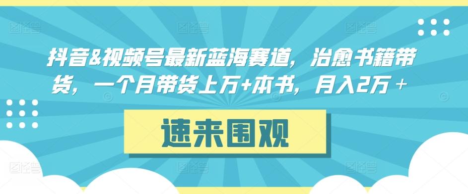 抖音&视频号最新蓝海赛道，治愈书籍带货，一个月带货上万+本书，月入2万＋【揭秘】-我爱自学网