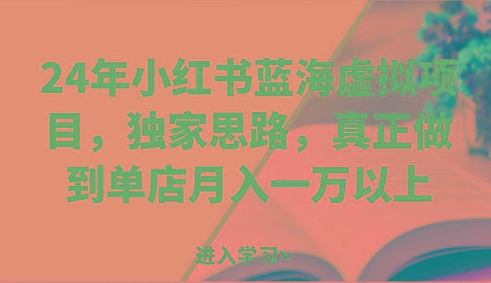 24年小红书蓝海虚拟项目，独家思路，真正做到单店月入一万以上。-我爱自学网