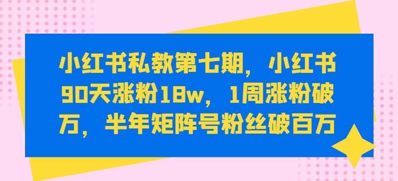 小红书私教第七期，小红书90天涨粉18w，1周涨粉破万，半年矩阵号粉丝破百万-我爱自学网