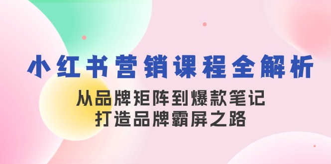 小红书营销课程全解析，从品牌矩阵到爆款笔记，打造品牌霸屏之路-我爱自学网