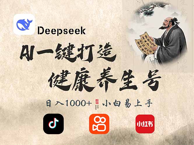 DeepSeek做养生号，一条作品涨粉2万+，轻松日入300+-我爱自学网