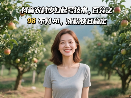 抖音农村少妇起号技术，百分之98不判AI，涨粉快且稳定-我爱自学网