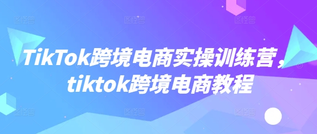TikTok跨境电商实操训练营，tiktok跨境电商教程-我爱自学网