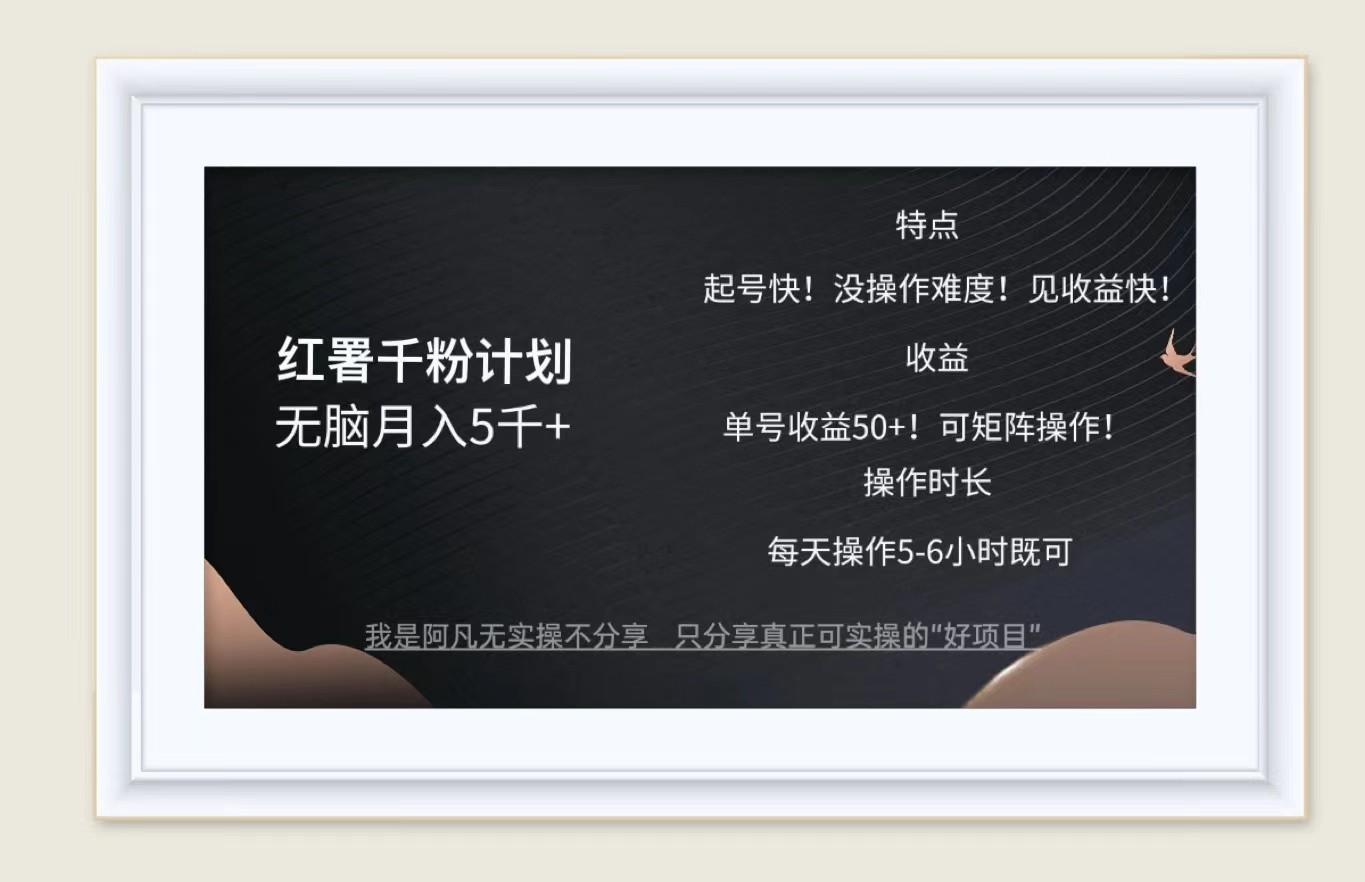 红薯千粉计划无脑月入5千+！既做既赚！-我爱自学网