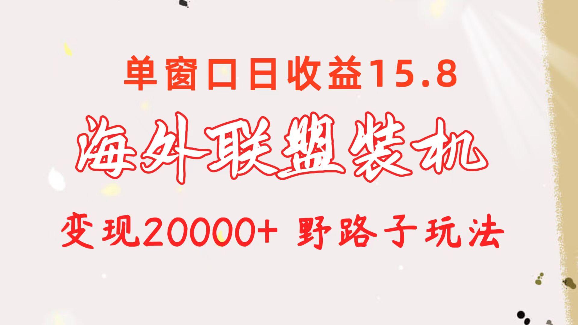 海外联盟装机 单窗口日收益15.8  变现20000+ 野路子玩法-我爱自学网