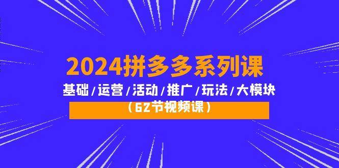(10019期)2024拼多多系列课：基础/运营/活动/推广/玩法/大模块(62节视频课)-我爱自学网