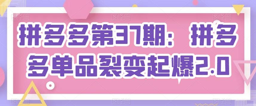 拼多多第37期：拼多多单品裂变起爆2.0-我爱自学网
