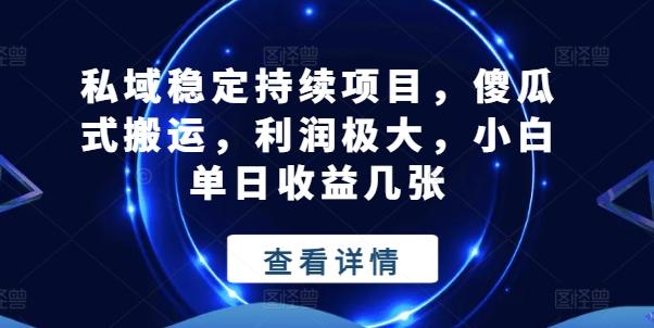 私域稳定持续项目，傻瓜式搬运，利润极大，小白单日收益几张【揭秘】-我爱自学网