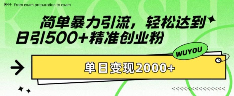 简单暴力引流，轻松达到日引500+精准创业粉，单日变现2k【揭秘】-我爱自学网