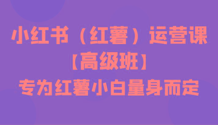 小红书(红薯)运营课【高级班】，专为红薯小白量身而定(42节课)-我爱自学网