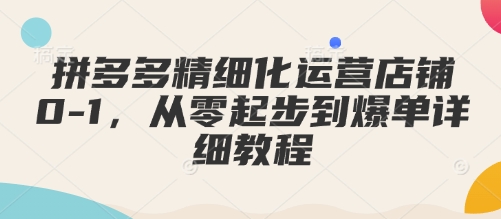 拼多多精细化运营店铺0-1，从零起步到爆单详细教程-我爱自学网