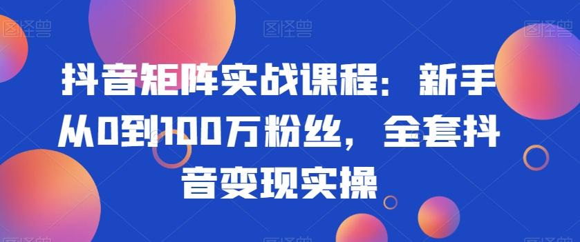 抖音矩阵实战课程：新手从0到100万粉丝，全套抖音变现实操-我爱自学网