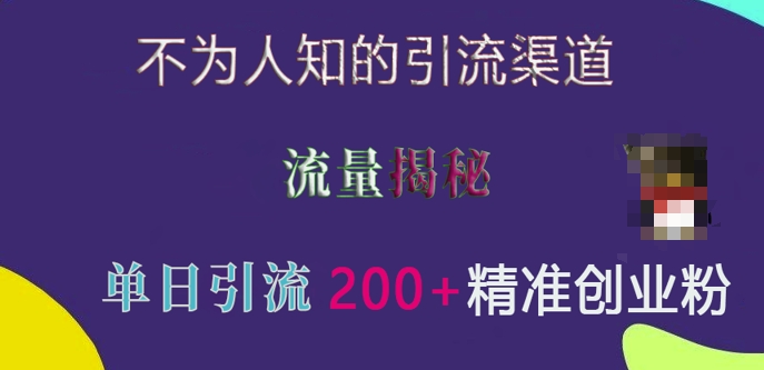 不为人知的引流渠道，流量揭秘，实测单日引流200+精准创业粉【揭秘】-我爱自学网