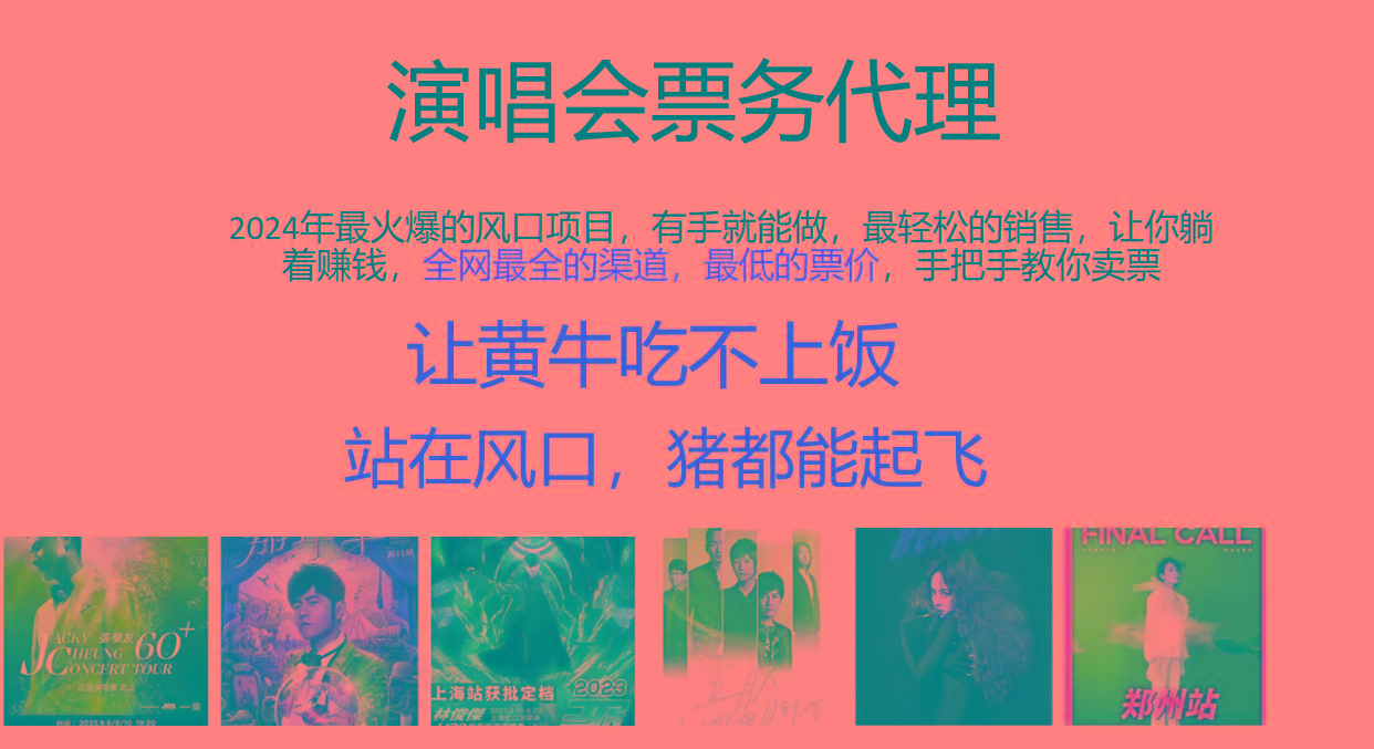 2024年最火爆风口项目，演唱会票务代理，日入2000+，一部手机就能搞定！-我爱自学网
