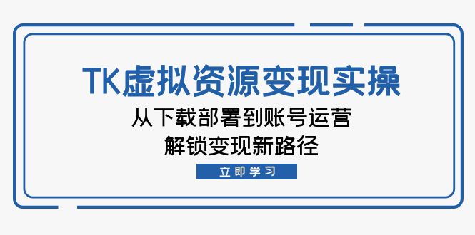 TK虚拟资料变现实操：从下载部署到账号运营，解锁变现新路径-我爱自学网