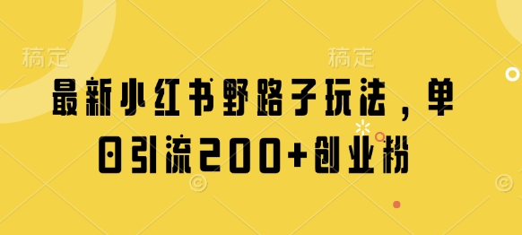 最新小红书野路子玩法，单日引流200+创业粉-我爱自学网