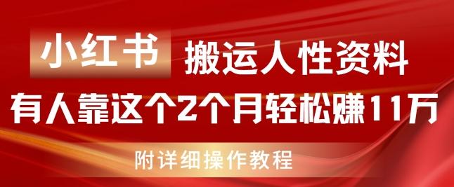 小红书搬运人性资料，有人靠这个2个月轻松赚11w，附教程【揭秘】-我爱自学网