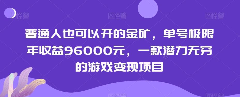 普通人也可以开的金矿，单号极限年收益96000元，一款潜力无穷的游戏变现项目【揭秘】-我爱自学网