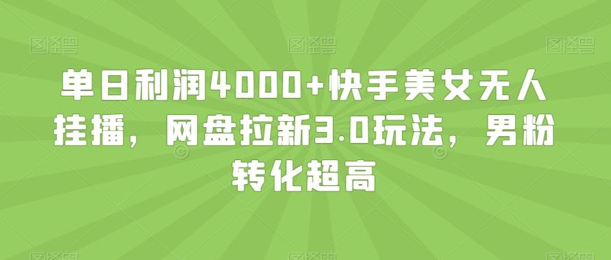 单日利润4000+快手美女无人挂播，网盘拉新3.0玩法，男粉转化超高【揭秘】-我爱自学网