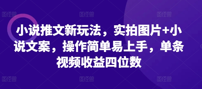 小说推文新玩法，实拍图片+小说文案，操作简单易上手，单条视频收益四位数-我爱自学网