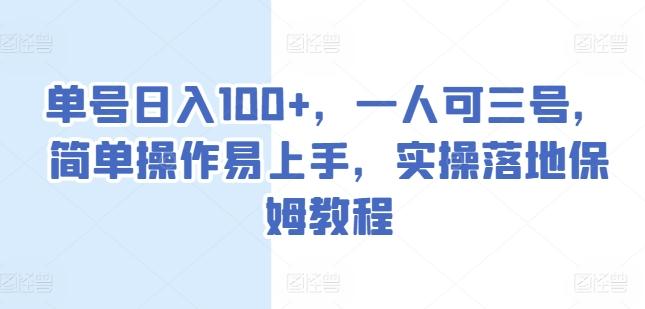 单号日入100+，一人可三号，简单操作易上手，实操落地保姆教程【揭秘】-我爱自学网