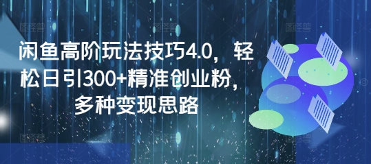 闲鱼高阶玩法技巧4.0，轻松日引300+精准创业粉，多种变现思路-我爱自学网