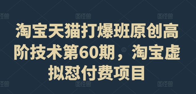 淘宝天猫打爆班原创高阶技术第60期，淘宝虚拟怼付费项目-我爱自学网