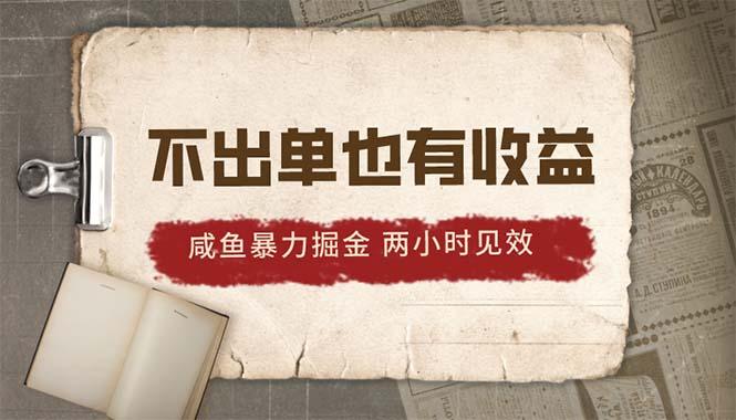 2024咸鱼暴力掘金，不出单也有收益，两小时见效，当天突破500+-我爱自学网