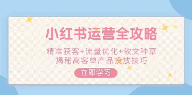 小红书运营全攻略，精准获客+流量优化+软文种草，揭秘高客单产品投放技巧-我爱自学网