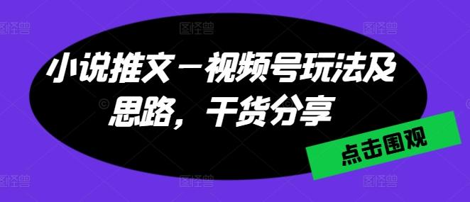 小说推文—视频号玩法及思路，干货分享-我爱自学网